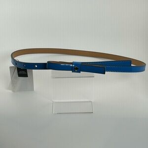 NWT Kate Spade patent leather blue bow shoestring skinny belt Nordstrom - Small